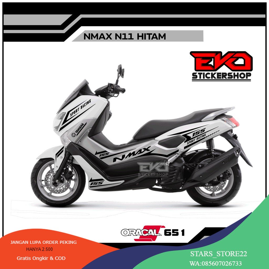 (PREMIUM) STIKER NMAX PUTIH CUTTING STICKER WARNA HITAM N11 NEW DESAIN 2023