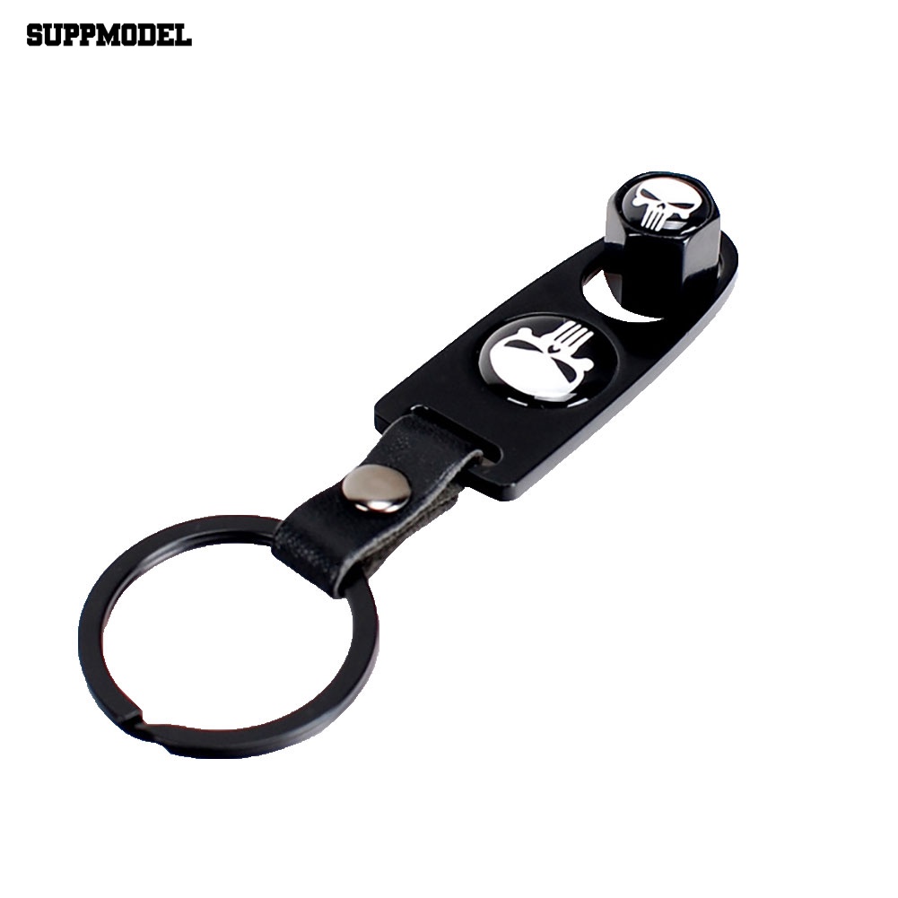 Suppmodel Ban Roda Mobil Tire Stem Air Valv-e Caps Key Chain Wrench Set Skull Punisher