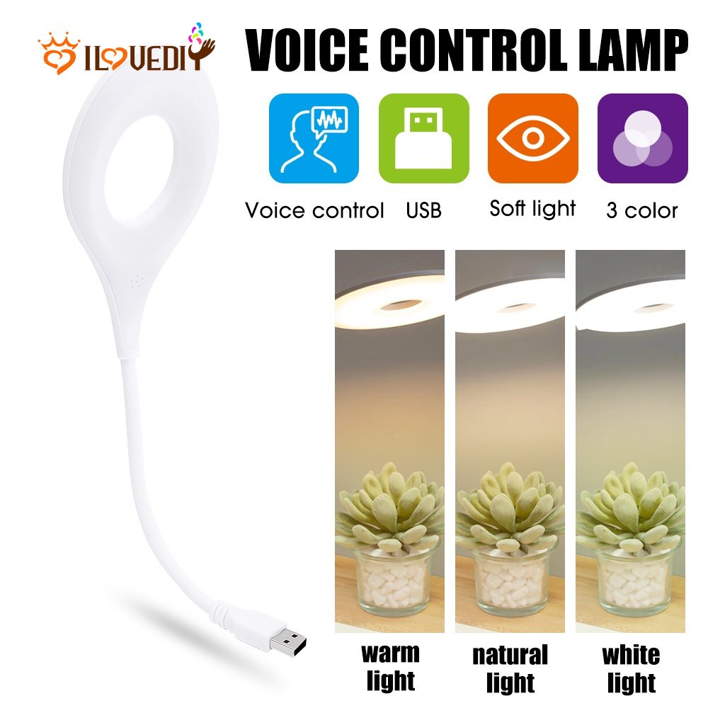 Hot Sale/Kreatif Cerdas Kontrol Suara Lampu Malam/Plug and Play USB Voice Control Reading Light/LED Suasana Foto Suplemen Cahaya/Lampu Mata Kamar Tidur Mini Portabel