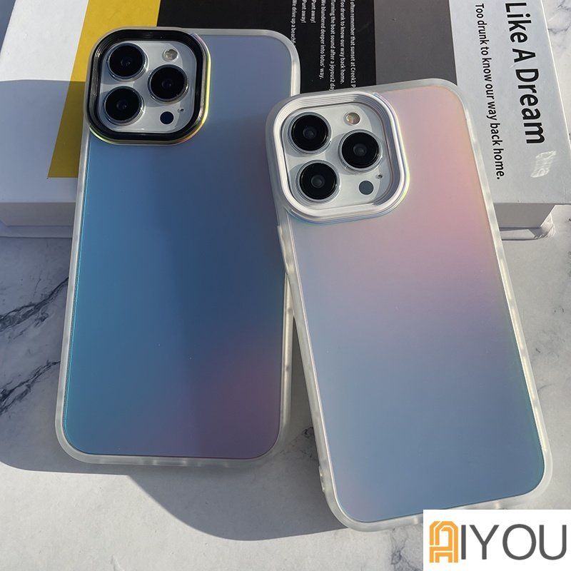 IPHONE Casing Ponsel Warna-Warni Gradasi Untuk Iphone14 13 12 11 Pro Max X XR XS Max7 8 Plus SE2 3sarung Telepon Glitter Laser Transparan