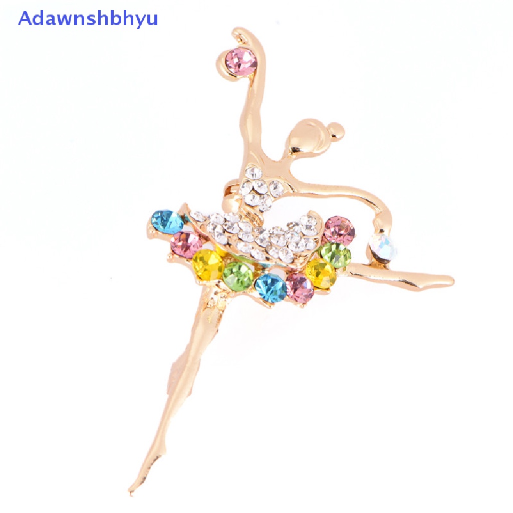 Adhyu Dancing Ballet Girl Brooch Rhinestone Brooch Pin Jewelry Women Bouquet Accessory ID