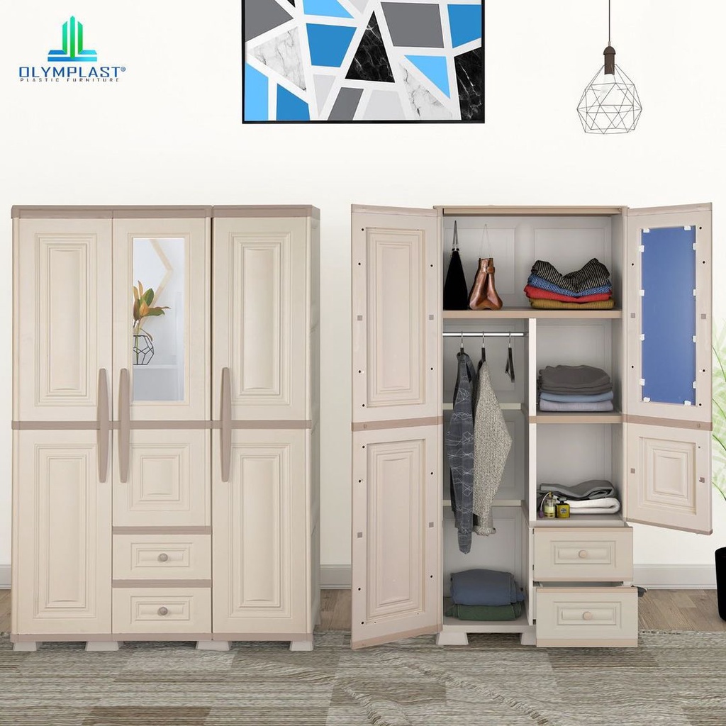 Olymplast Lemari Plastik 3 Pintu Lemari Baju Pakaian OTC 03P Modern Pintu Geser Pintu Sliding Lemari