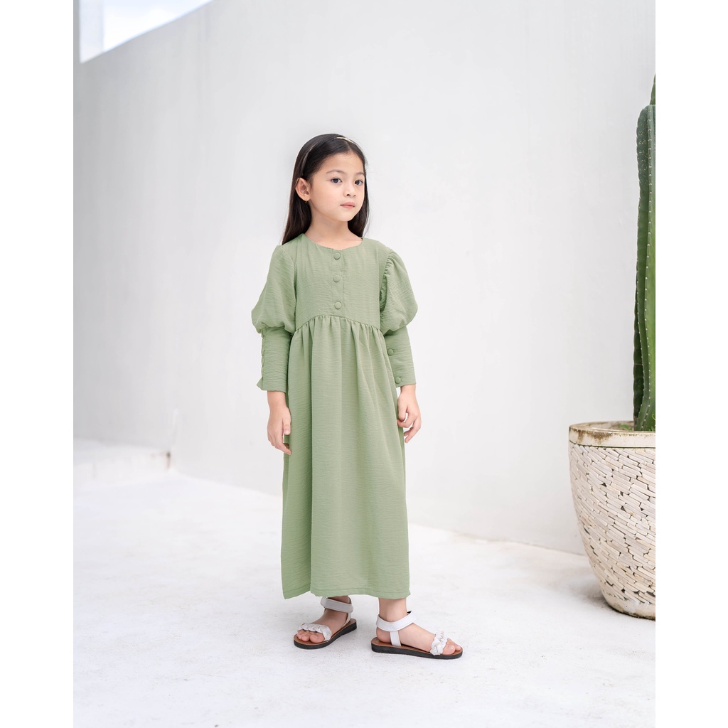 Hunny Bunny Syazani Maxi Dress / Dress Anak Perempuan / Dress Crinkle/ Dress Muslim Anak