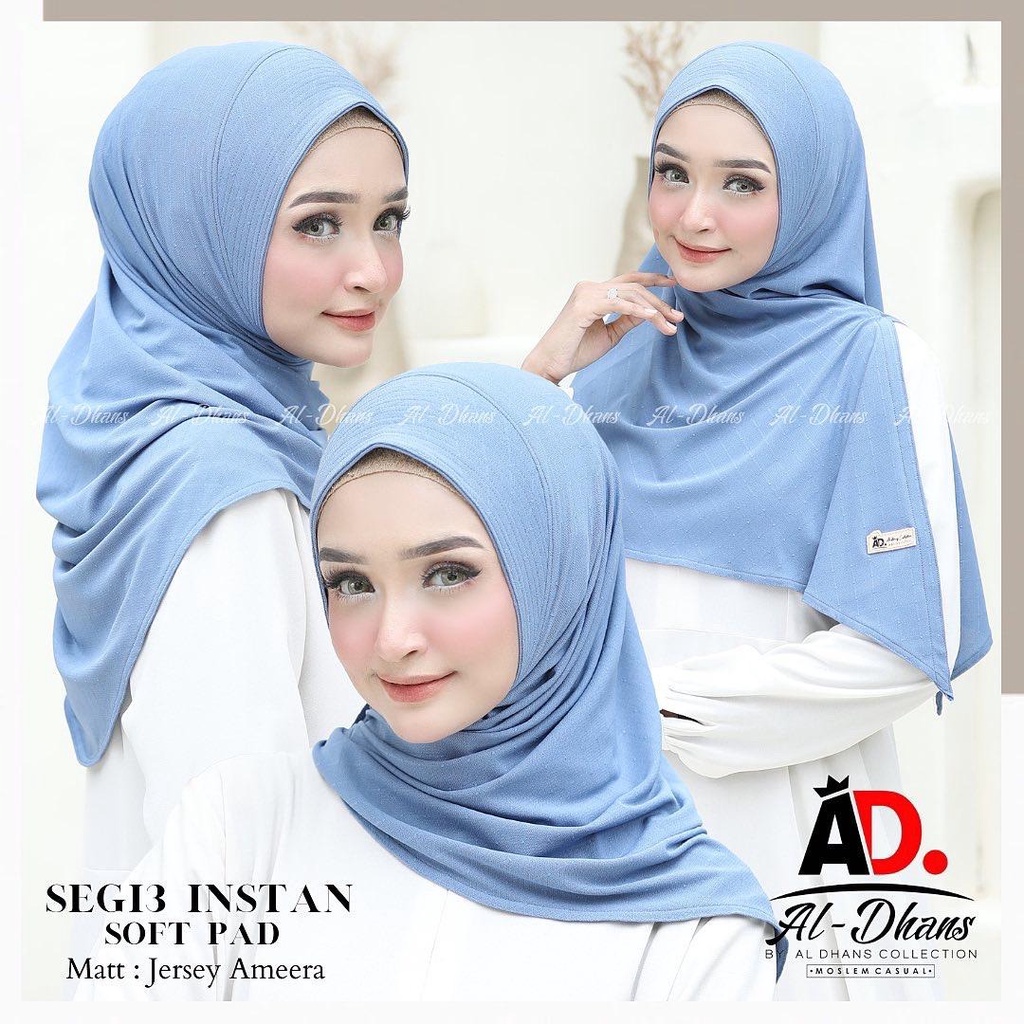 Jilbab Instan Segi Tiga Soft Pad Bahan Jersey Ameera By Al-Dhans