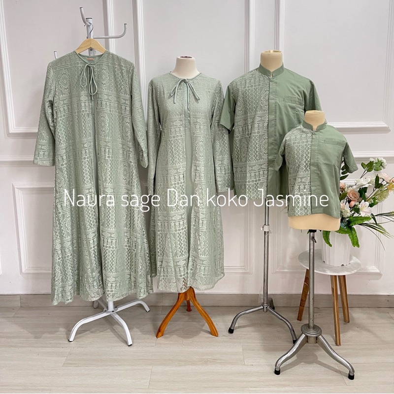 PRE ORDER- Naura Dress Family|Baju lebaran 2023 |Gamis Sarimbit Lebaran 2023 Sage green
