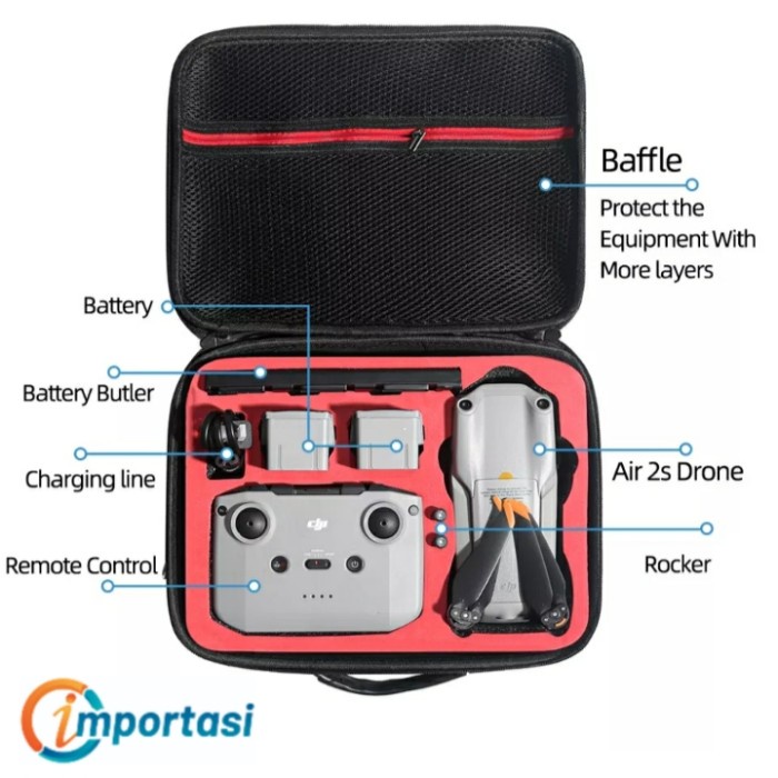 Tas Drone Bag Hard Case DJI MAVIC AIR 2 / 2S Protective Storage EVA