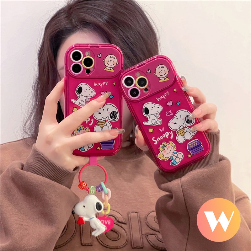 Flip Make Up Cermin Lembut Tpu Case Kompatibel Untuk IPhone 7Plus 8Plus 11 14 13 12 Pro Max X XR 7 8 Plus XS Max SE 2020 Kartun Lucu Snoopy Shockproof Phone Cover