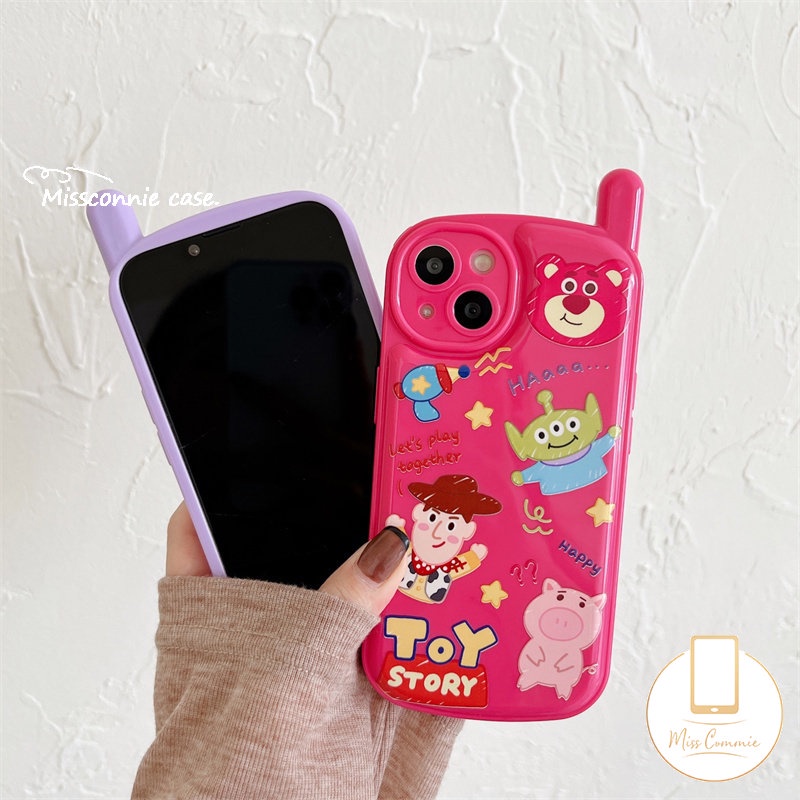 Kartun Strawberry Bear Manyo Case Kompatibel Untuk iPhone 7plus XR 11 14 13 12 Pro MAX 7 8 Plus X XS MAX SE 2020 Kepribadian Retro Bentuk Telepon Cerita Mainan Lucu Alien Lembut Tpu Cover