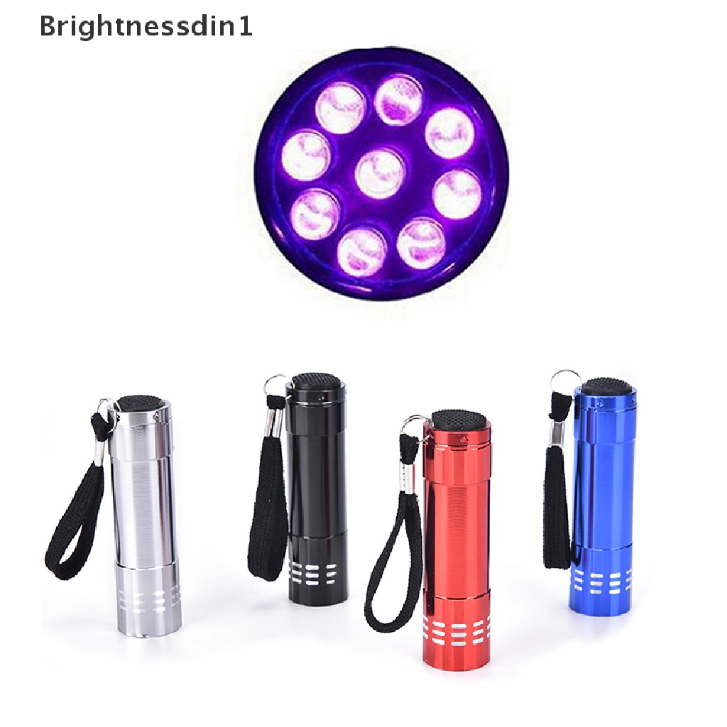 [Brightnessdin1] Senter LED Mini UV Ultra Violet 9lampu Inspeksi Blacklight Lampu Obor Butik