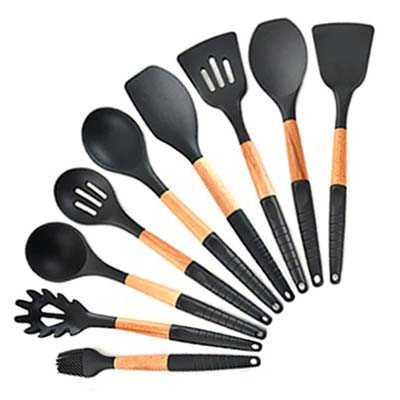 GLANYOMI Set Alat Masak Dapur Spatula Silicon 9 PCS - KT397 -Grosir