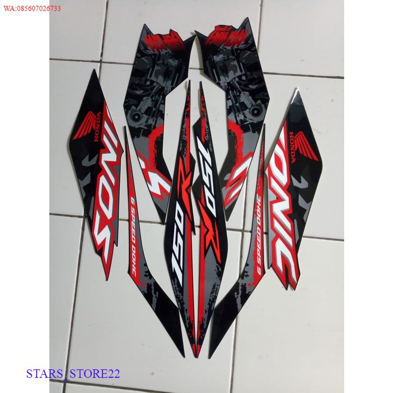(ORI) stiker striping motor honda sonic 150r 2019 hitam merah KUALITAS ORIGINAL PABRIK