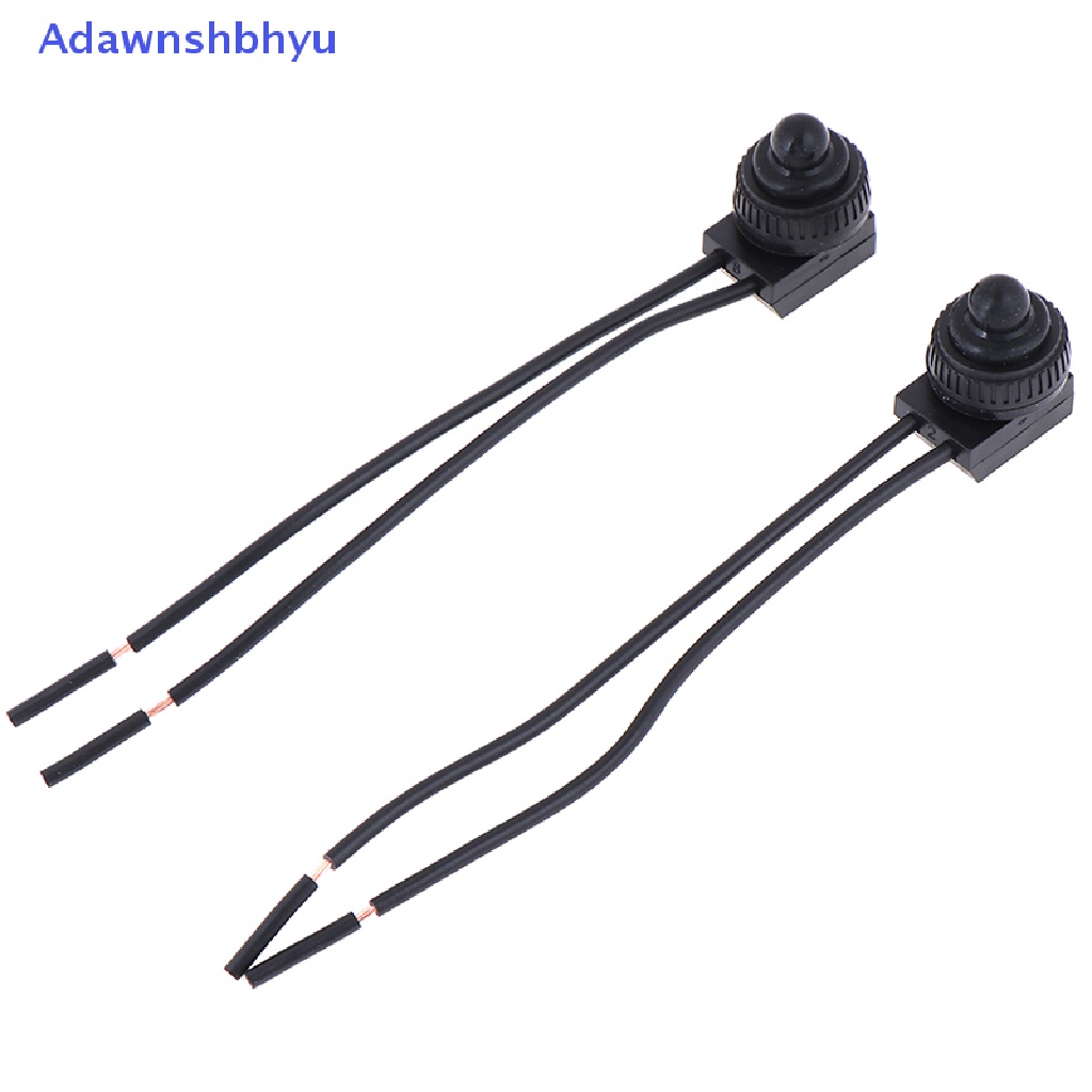 Adhyu 2PCS Saklar On-Off Tombol Tekan Tahan Air 12V Dengan Kawat Timbal 4 &quot;Hitam ID