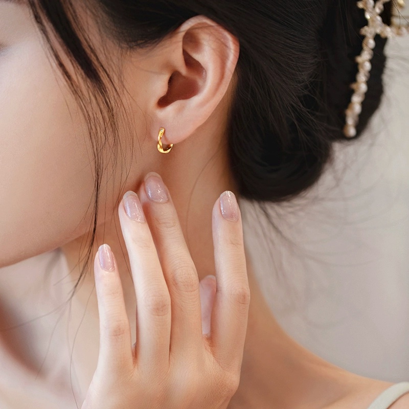 Papaozhu Chic 14K Emas Geometris Bulat Hoop Anting Untuk Wanita Perempuan Elegan Persegi Lingkaran Anting-Anting Anti Alergi Aksesoris Telinga Sehari-Hari Memakai Ornamen