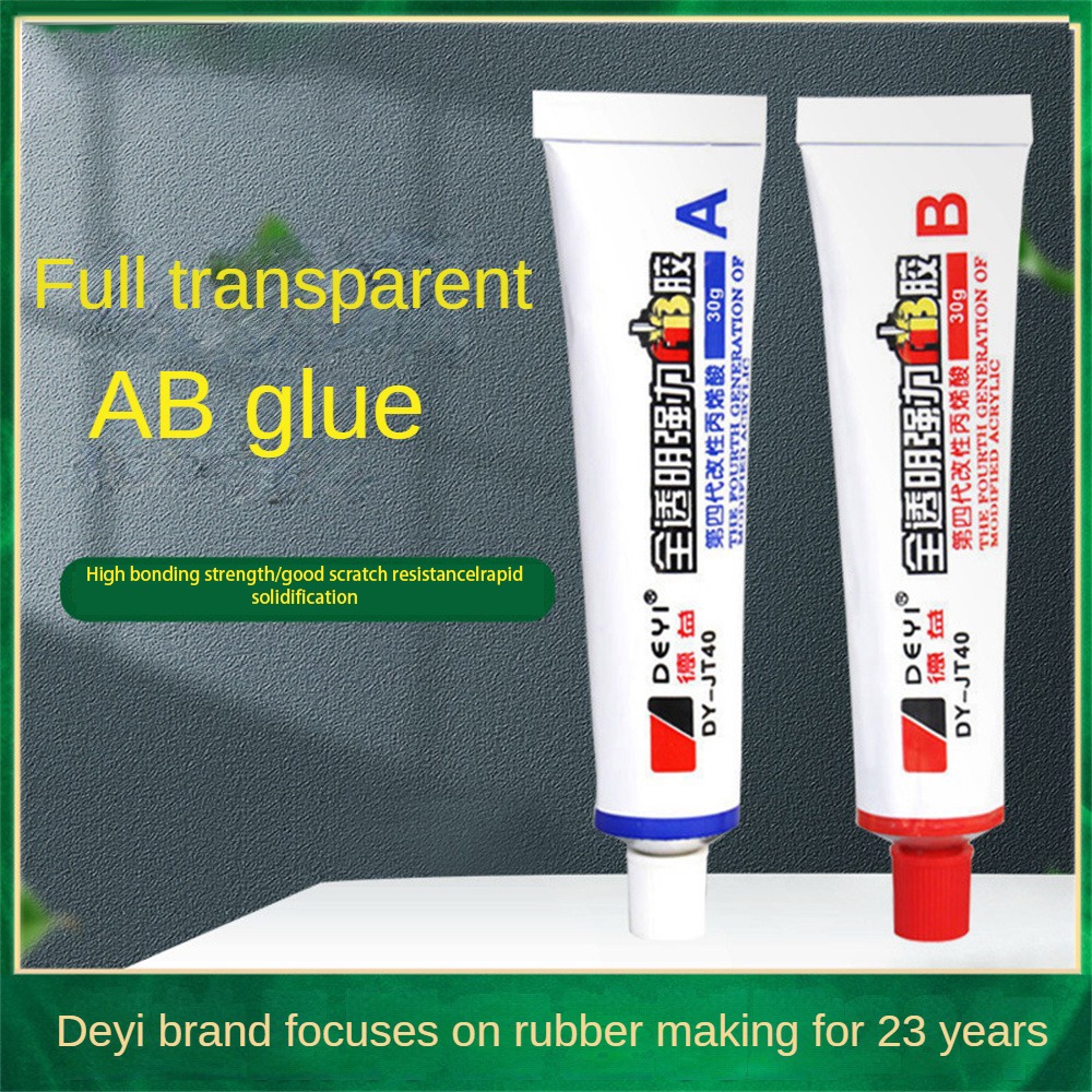 ღ 30G 30G Transparan Ab Lem Kekuatan Tinggi Perekat Tahan Korosi Tahan Panas Ab Lem Kaca Kristal Perhiasan logam Elektronik Perbaikan