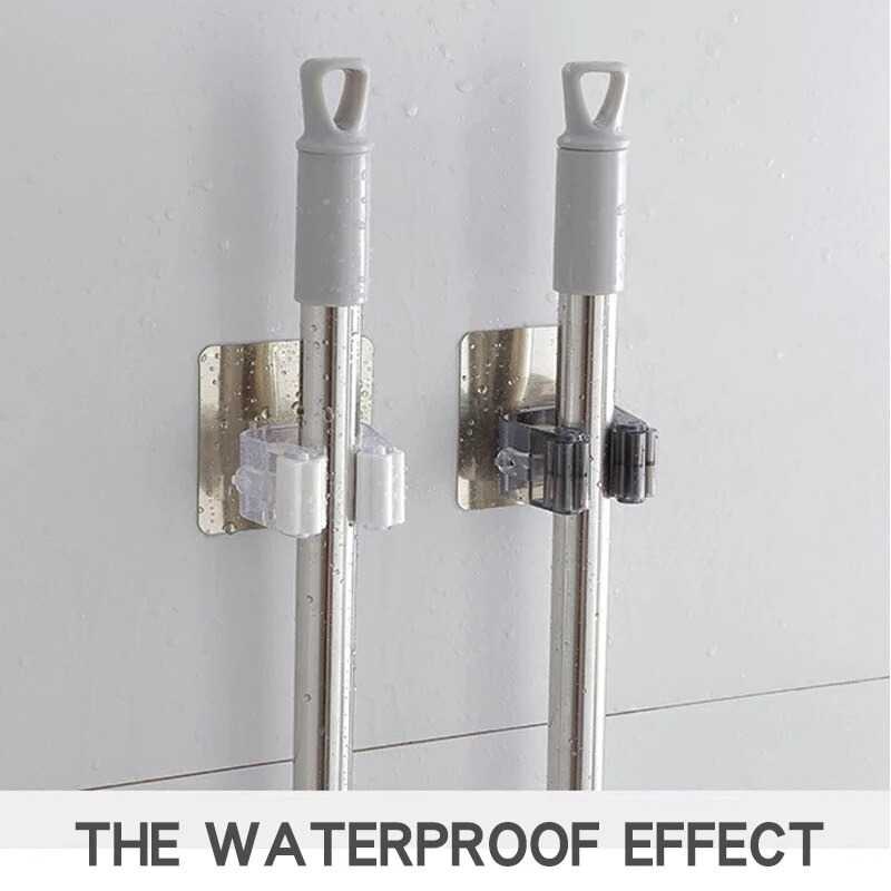 AK Gantungan Dinding Tempel Waterproof Adhesive Mop Holder Double Slot - AK20 ( Mughnii )