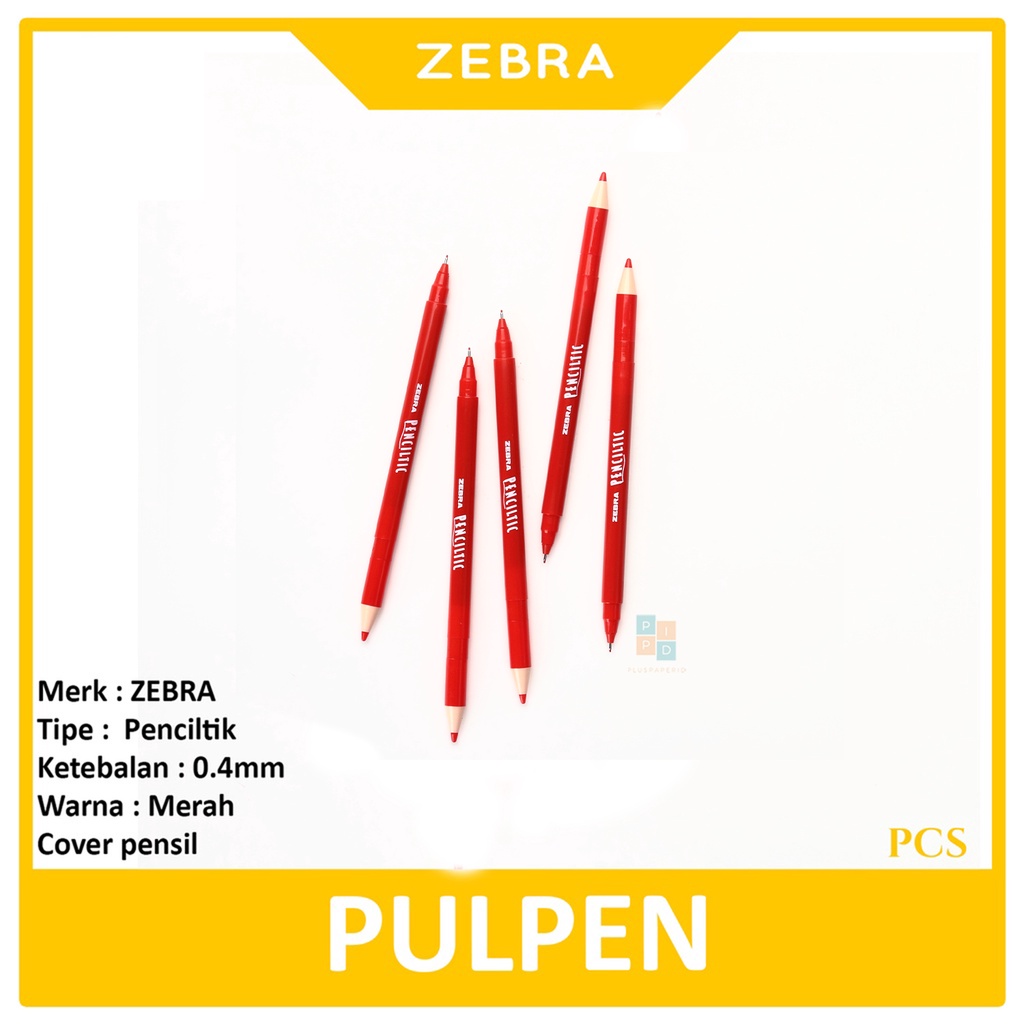 

ZEBRA - Pulpen Ballpoint Penciltic 0.4mm Merah - Pcs