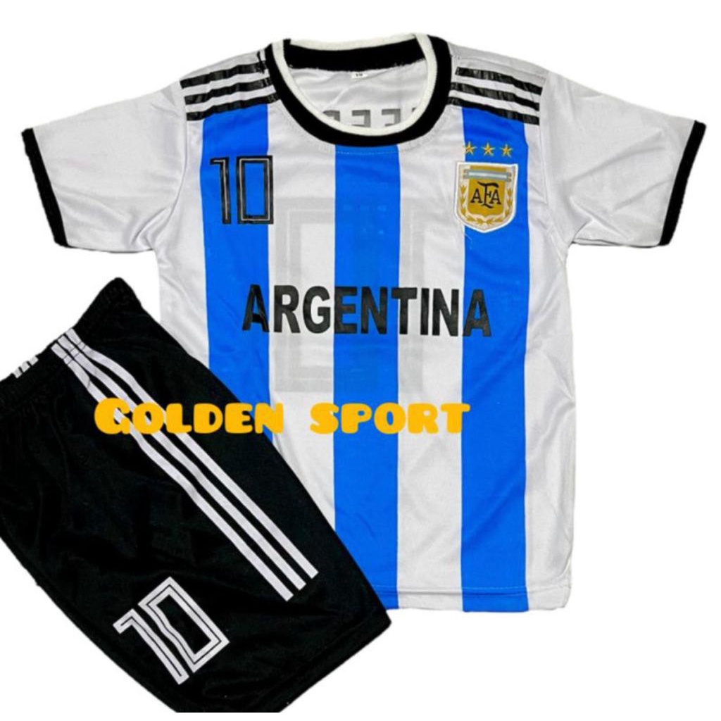 SETELAN BAJU BOLA ANAK MESSI TERBARU / SET KAOS BOLA ARGENTINA TERMURAH / KAOS SEPAKBOLA ANAK LAKI L