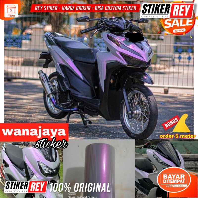 STICKER SKOTLET MOTOR WARNA PUTIH MUTIARA / STIKER LEMBAYUNG UNGU / SKOTLET PUTIH LEMBAYUNG PINK