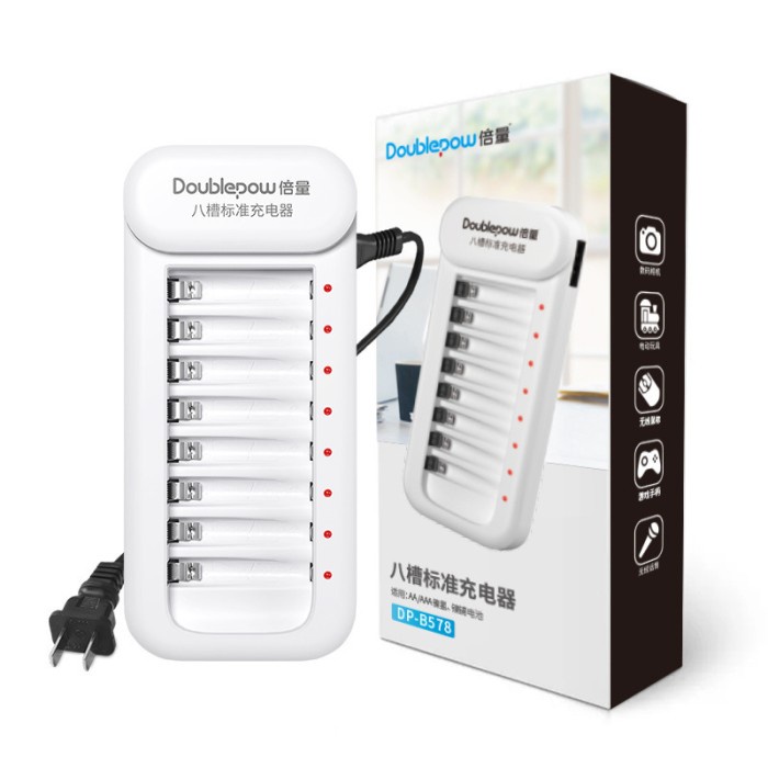 Doublepow Charger Baterai AA Dan AAA 8 Slot Ni-Mh Ni-Cd