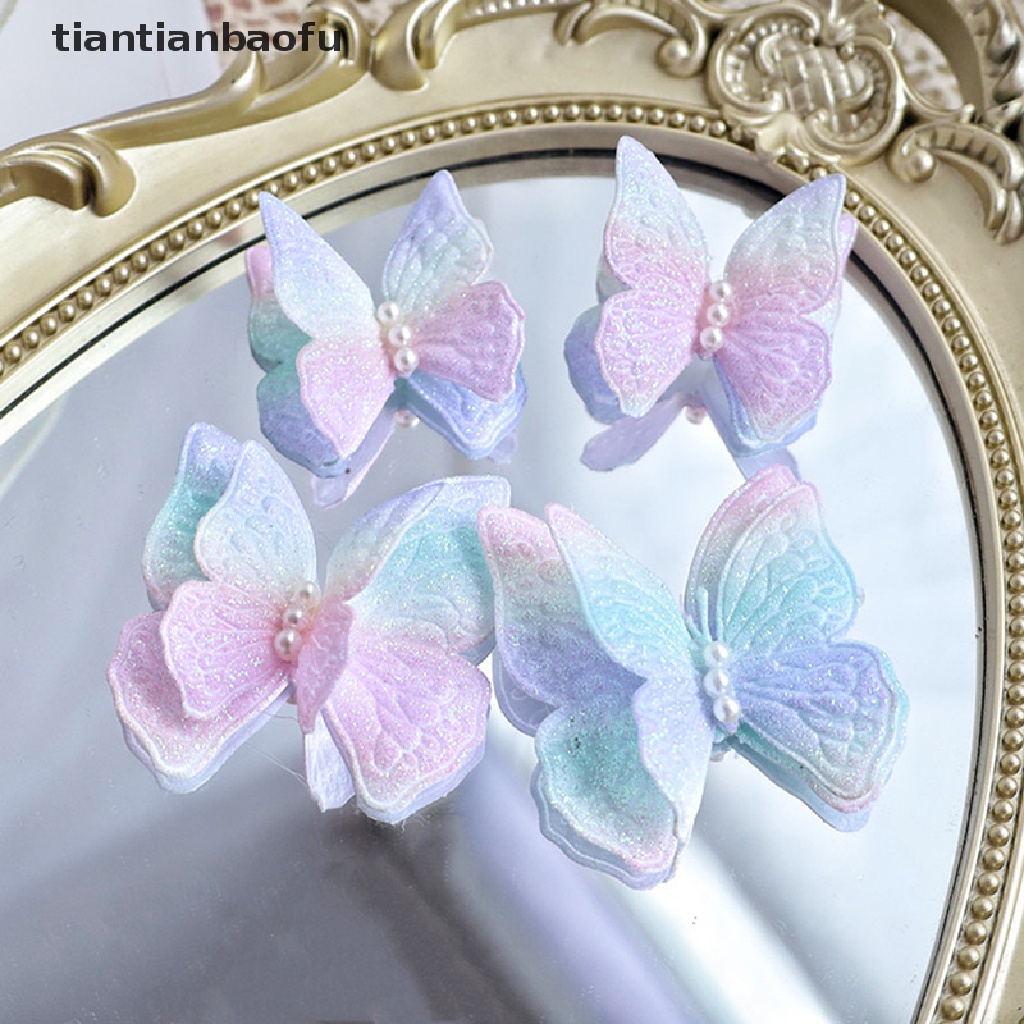 [tiantianbaofu] 4 Pcs Butterfly Cake Topper DIY Dekorasi Rumah Simulasi Berongga Kupu Butik