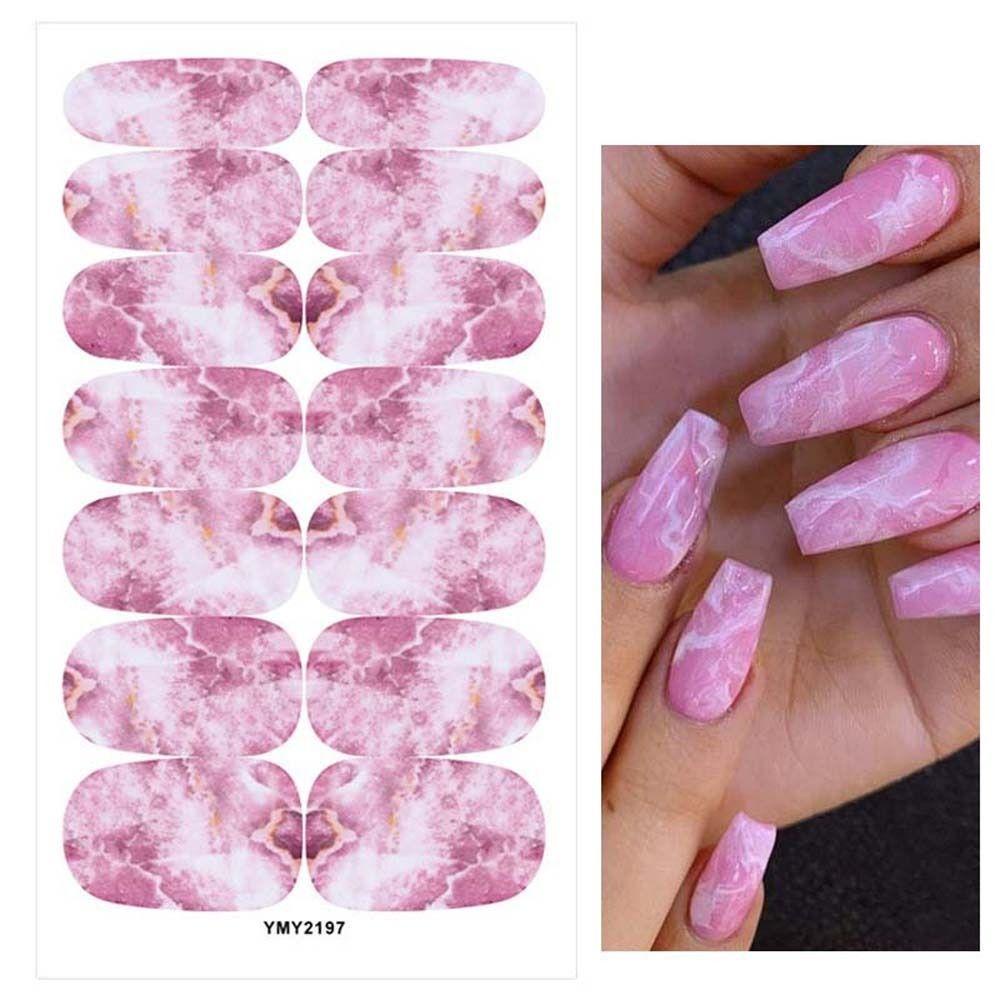 Stiker Kuku Marmer AUGUSTINA Fashion Wanita Full Cover Nail Tips Marble Halo Dye Self Adhesive Dekorasi Kuku