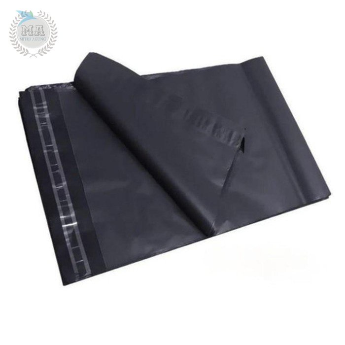 PLASTIK PACKING HITAM GLOSSY ONLINE SHOP PER PACK AMPLOP PACKING OLS 100lbr plastik polymailer / plastik packing lem / amplop plastik / polymailer