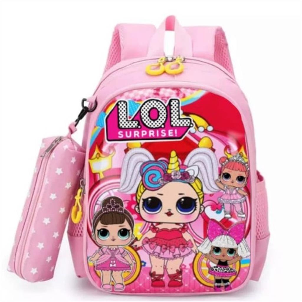 OTS 775 - Ransel LLSURPRISE Tas Ransel Sekolah Anak Perempuan PAUD TK SD Karakter Kartun Free Tempat Pensil Terbaru Kekinian