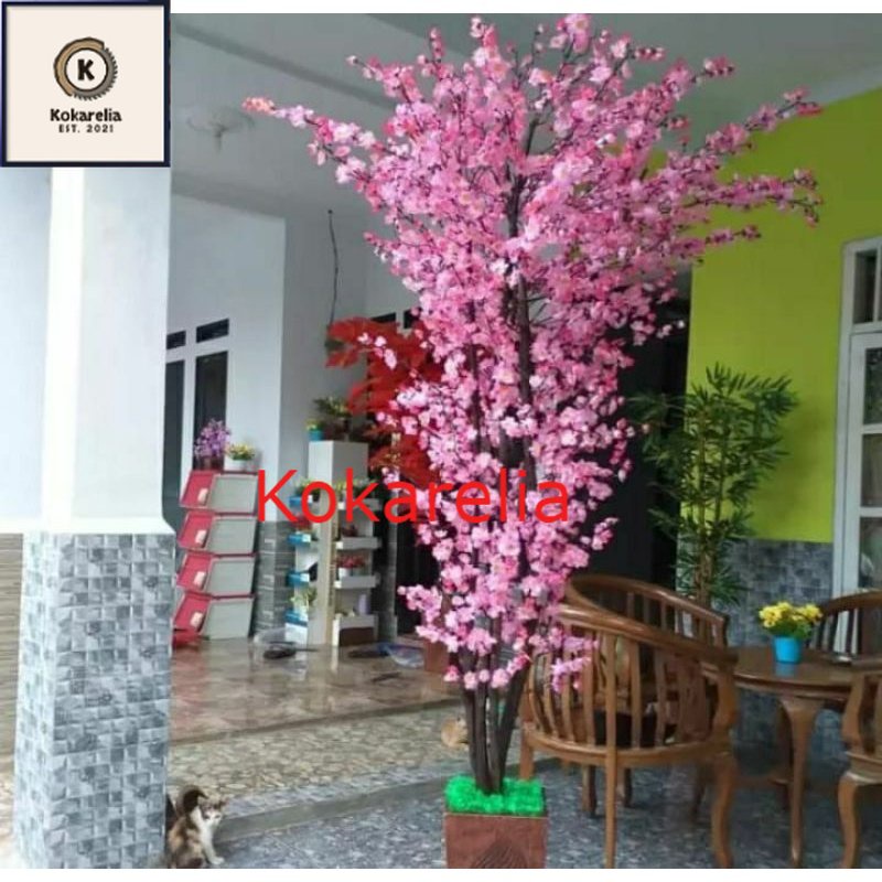 POHON SAKURA ARTIFICIAL PLASTIK 170CM BUNGA SAKURA PLASTIK/BUNGA HIAS RUANG TAMU SUDUT