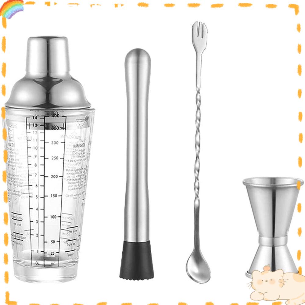 Solighter 400ML Cocktail Shaker Scale Shaker Cup Botol Pencampur Anggur Stainless Steel