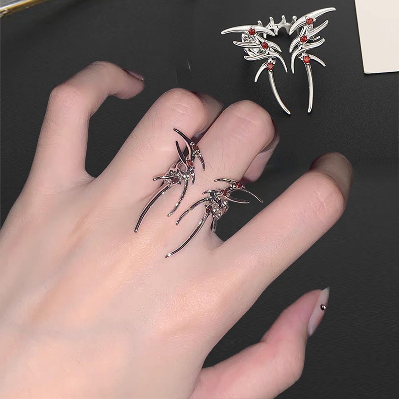 Vintage Blood Butterfly Ring/Cincin Wanita Sederhana Zirkon Pembukaan Adjustable Perhiasan Pesta