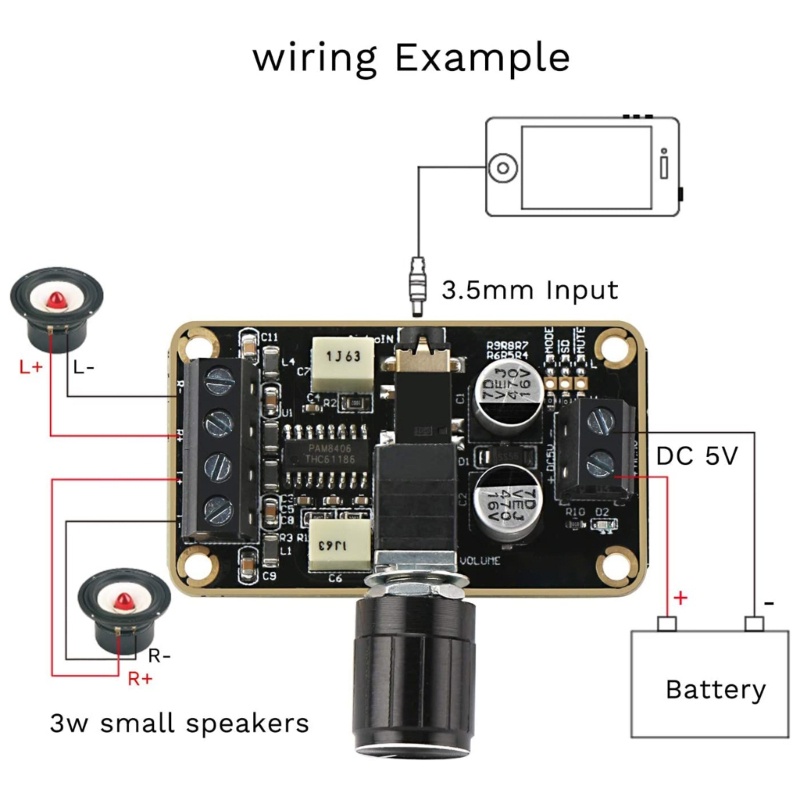 Zzz 5W+5W Mini Amplifier Board PAM8406 DC5V Digital Stereo Power Amplifier ClassD