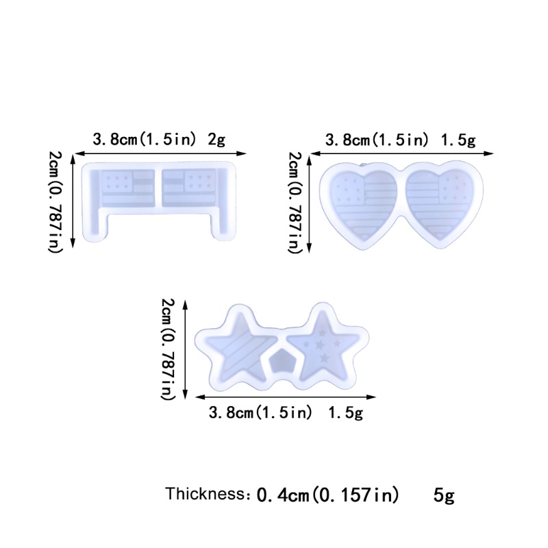 Siy 3pasang Cinta Bintang Telinga Studs Cetakan Silikon Bendera Nasional Cetakan Anting Epoxy Resin Casting Membuat Perhiasan Diy Kerajinan Tangan
