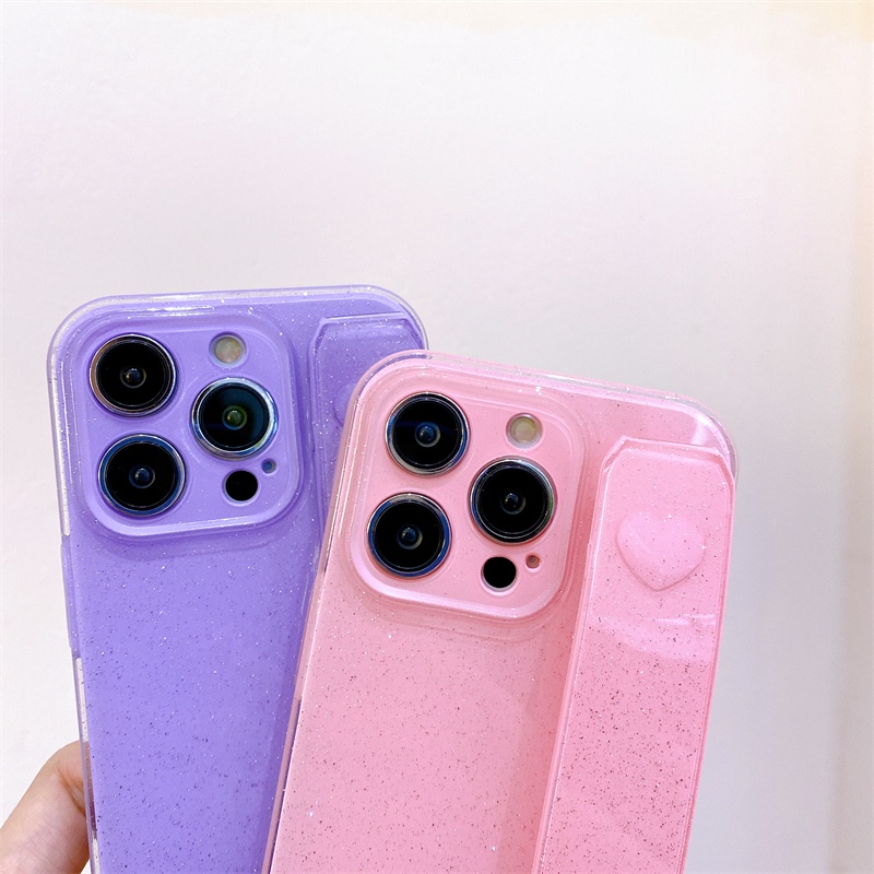 IPHONE Case Tali Pergelangan Tangan Bedak Berkilau Untuk Iphone14 13 12 11 Pro X Xs Max7 8 14 Plus Casing Soft Silikon Cair XR