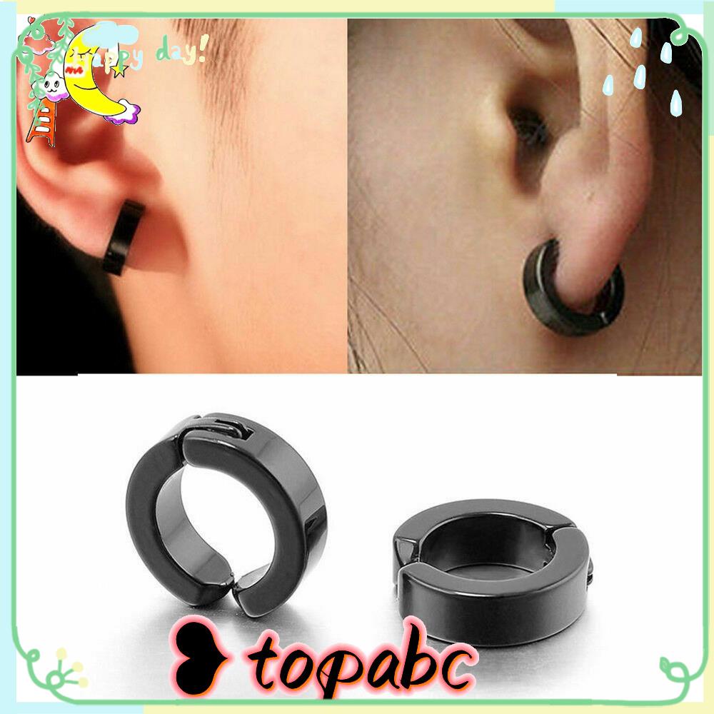 Top Hoop Cuff Earrings Hip Hop Stainless Steel Wanita Pria Manset Telinga