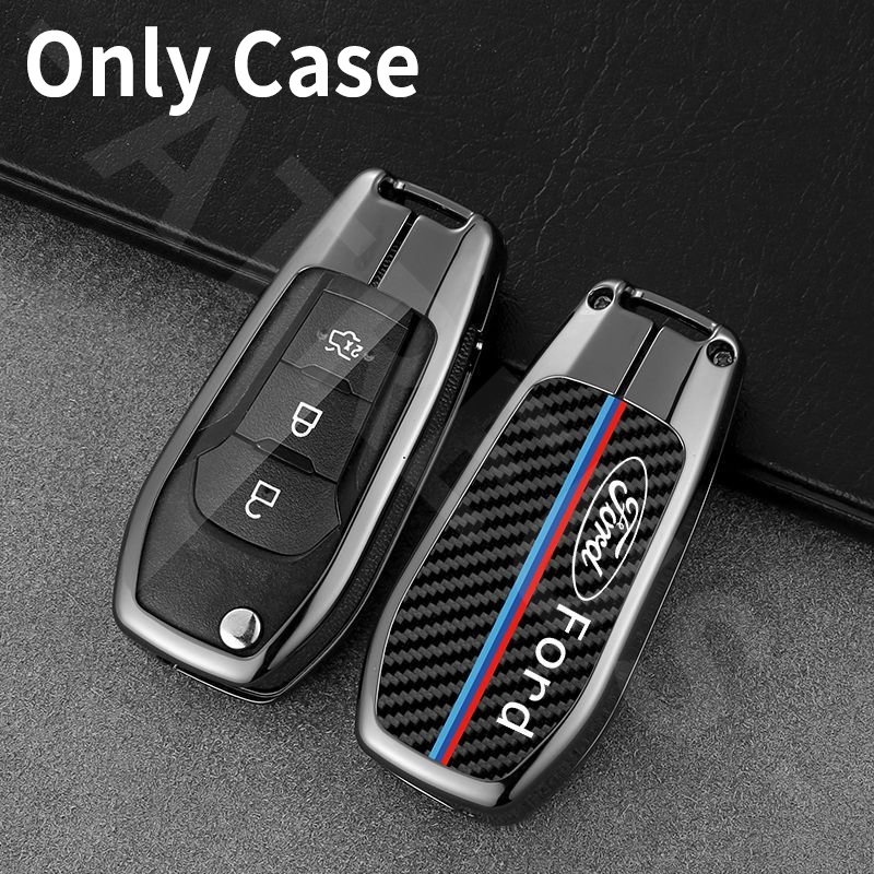 Ford Zinc Alloy Bungkus Penuh Case Kunci Mobil Cover Serat Karbon Kulit Smart Key Protecter Untuk Ka Focus mk2 Ranger new Fiesta Fusion Ecosport Edge