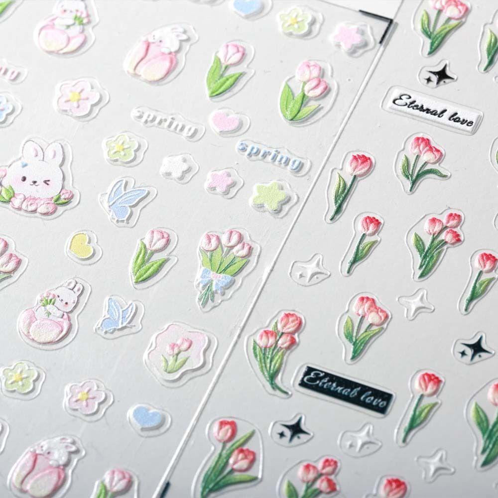 Mxbeauty Stiker Kuku Kartun Lucu Fashion Love Heart Animals Melody Flowers Dekorasi Kuku