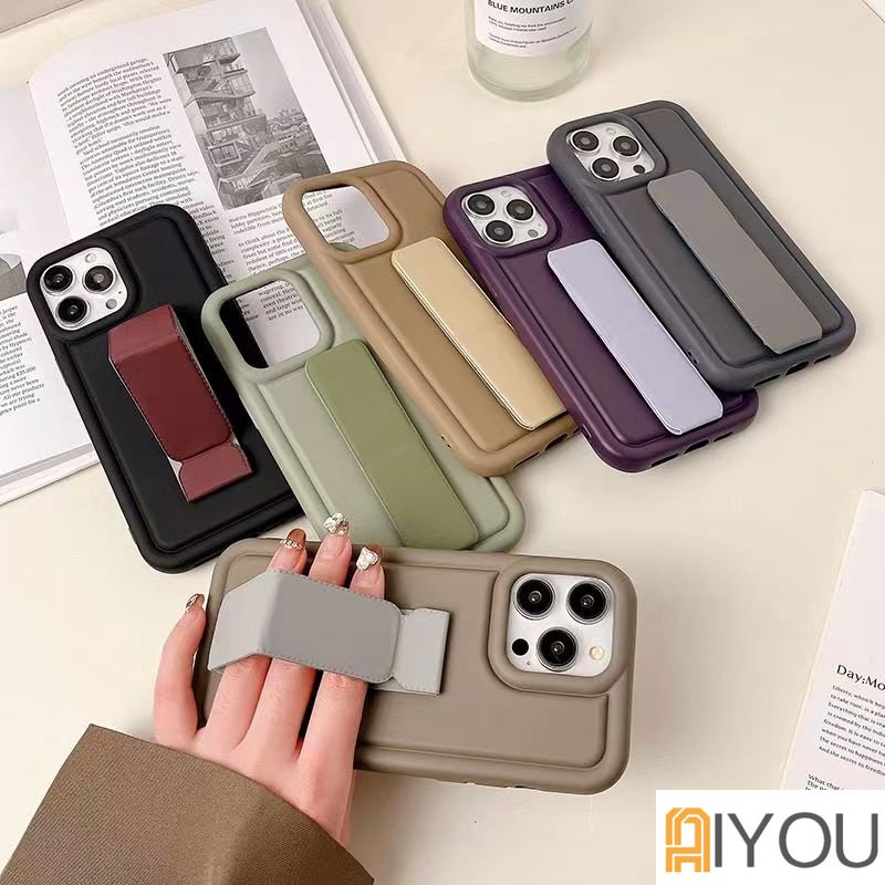 IPHONE Tali Jam Tangan Band Hand Holder Phone Case Untuk Iphone13 12 11 14 Pro Max X XS Max XR 78 Plus Soft Warna Solid Soft Silicoen Cover