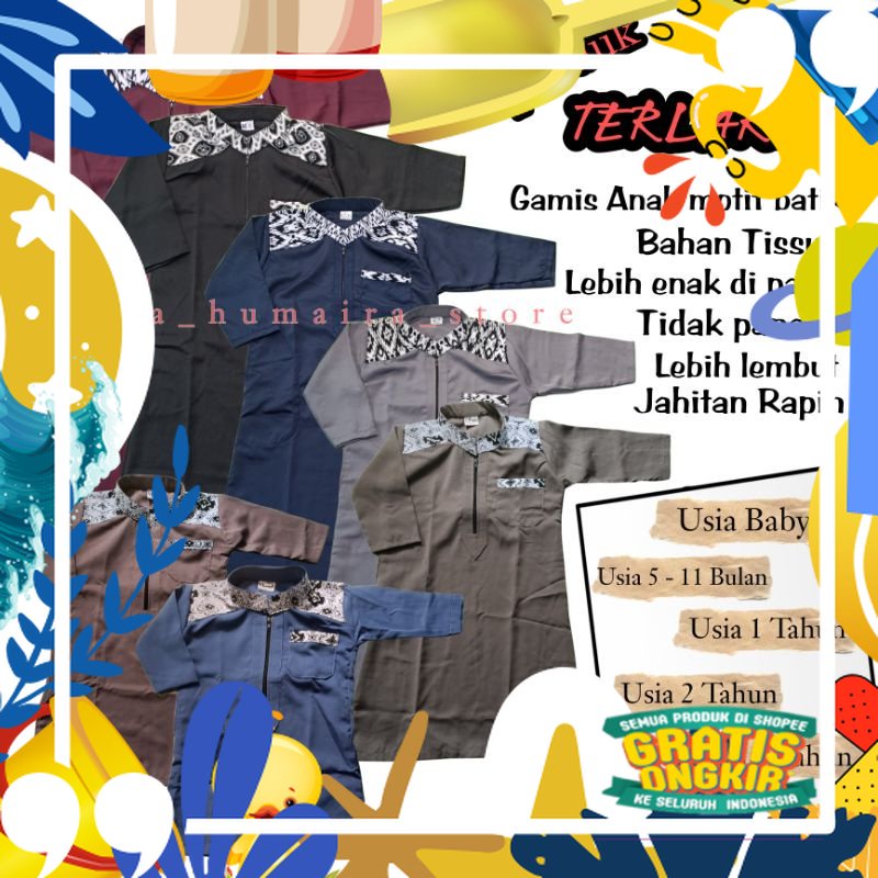 Motif polkadot / Jubah anak laki laki - gamis anak laki laki - motif batik