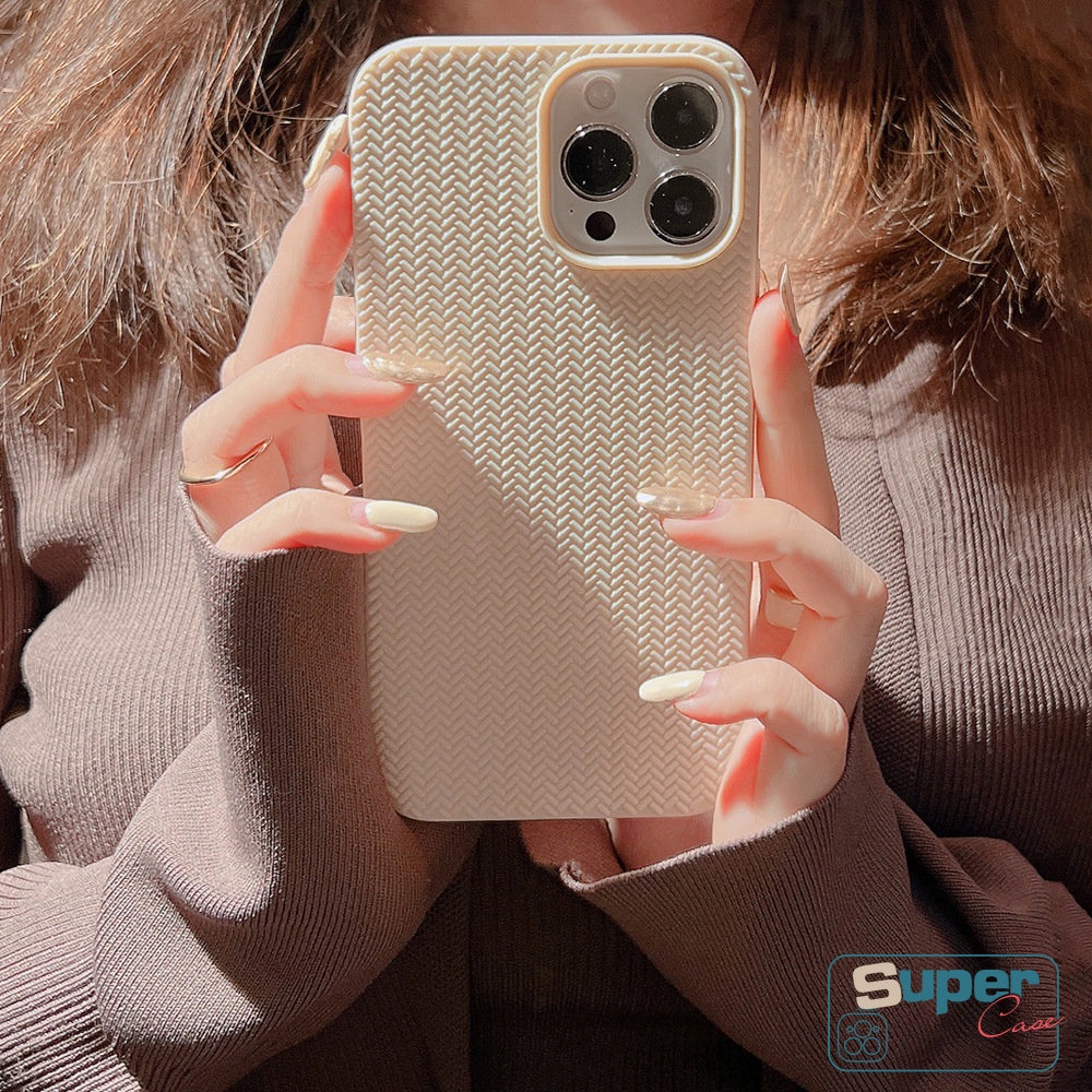 Pola Sweater Rajut Simple Mewah Casing Ponsel Kompatibel Untuk iPhone 7plus 8plus 11xr 14 12 13 Pro MAX XS MAX X7 8 Plus SE 2020 Tahan Kotoran Lembut Tpu Full Penutup Belakang