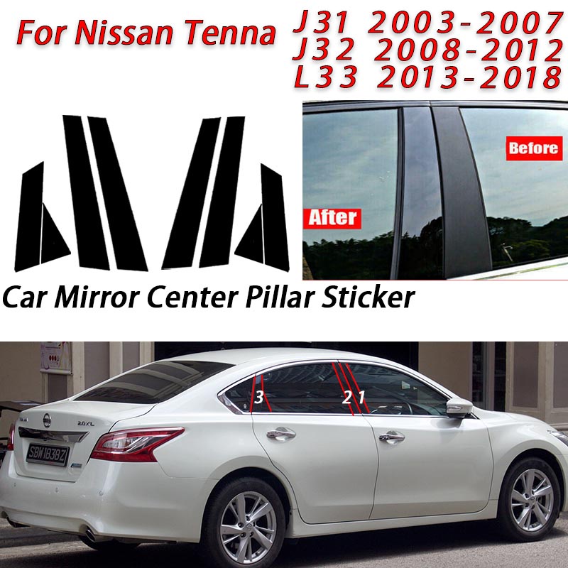 Nissan Teana Hitam Glossy Jendela Pintu Mobil Kolom Tengah B C Tiang Pilar Stiker Lis Cermin Dekorasi Film Untuk Teana J31 J32 L33 2013-2018 2020 Aksesoris