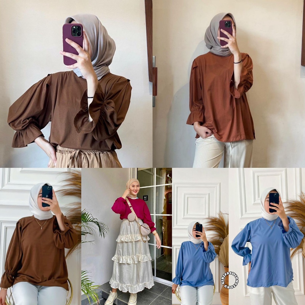 BEFAST - ZFS OOTD WANITA BLOUSE SIRA / GAMALIA PUFFY HAND TOP / Blouse Polos Formal / Fashion Wanita Casual / Atasan Wanita Lengan Panjang / Outfit Daily Wanita Kerja / Blouse Kekinian Remaja ABG / Termurah