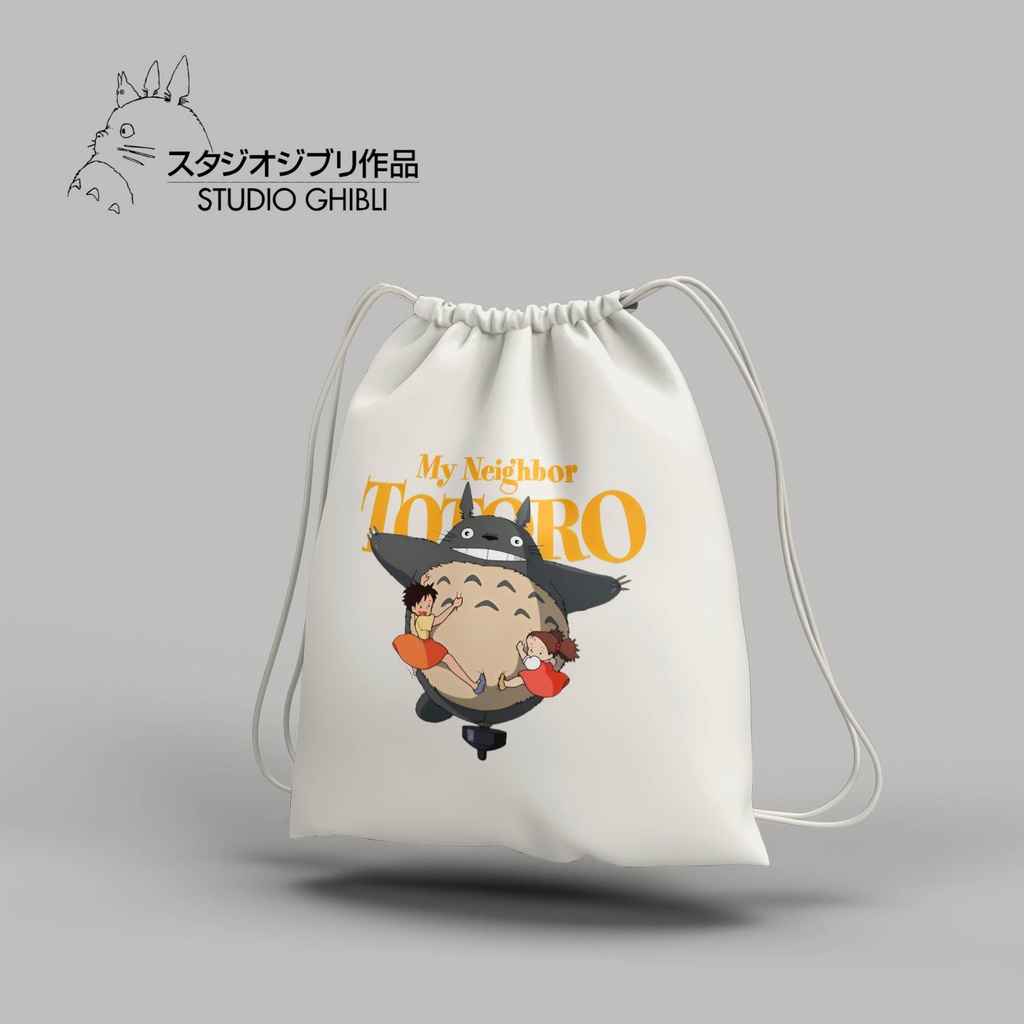 Stringbag Anime studio ghibli series my neighbor totoro tas serut canvas blacu premium string bag