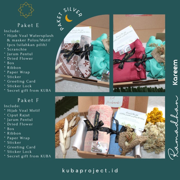 

Terlaris ✨ -Hampers Hijab / Parcel Ramadhan / Gift Box / Hampers Lebaran Hijab - Paket Silver A, Eid Mubarak- 2.2.23