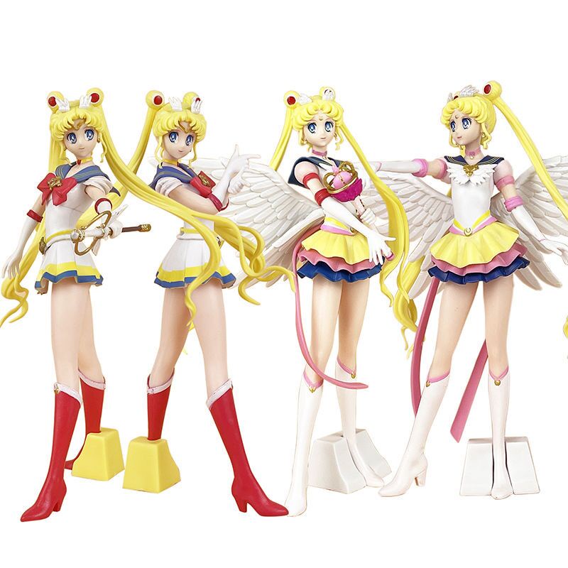 23 cm Anime Sailor Moon Figure Tsukino Usagi Model Boneka Sailor Glitter Glamours Action Figure Mainan Anak