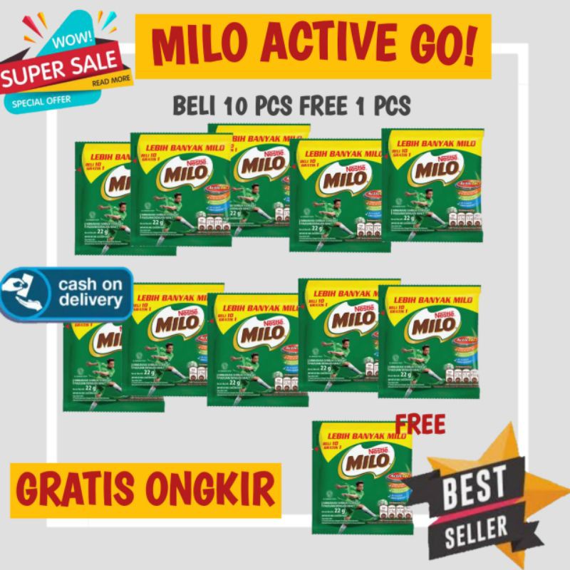 

Susu Milo Nestle Sachet 22 gr 1 renceng isi 10 free 1 pcs total 11pcs