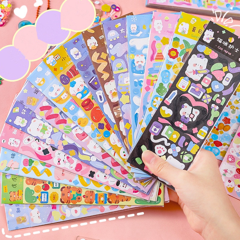 Kawaii Kartun Lucu DIY Goo Stiker Alat Tulis/Perekat Diri Gadis Cangkir Air Buku Decal Aksesoris