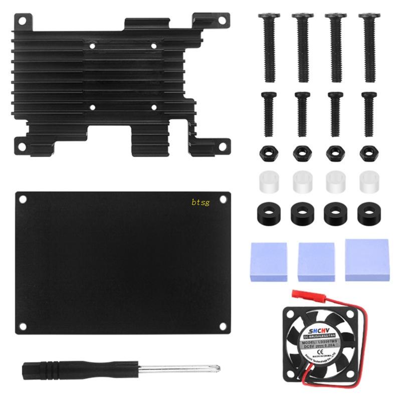 Btsg Untuk Case Untuk Orange Pi 3lts Dengan Kipas Pendingin Penghilang Panas Kandang Aluminium Alloy Motherboard Cover Radiator