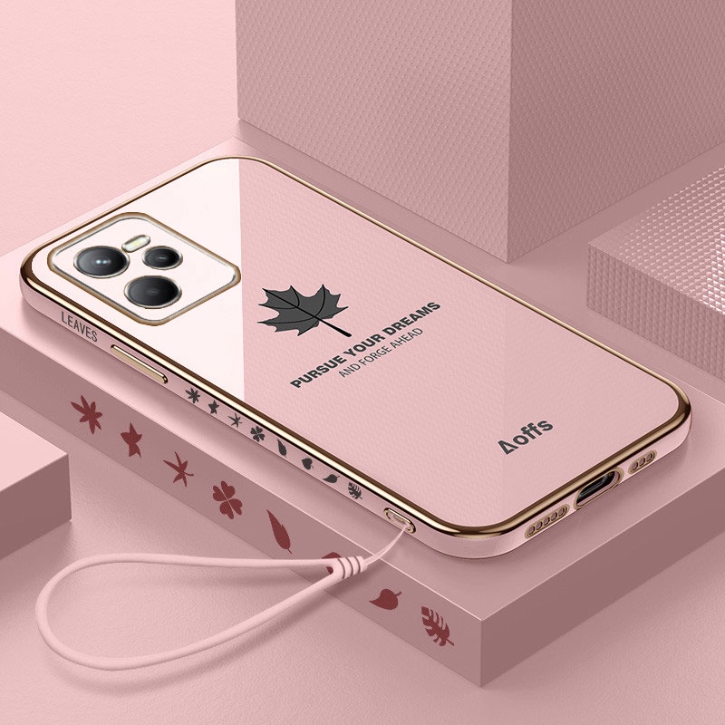 Mewah 6D Plating Maple Leaves Lanyard Phone Case Kompatibel Untuk iphone 14 pro Max13 12 11 pro iphone7 /8 plus xs xsmax xr sling Shockproof back cover casing