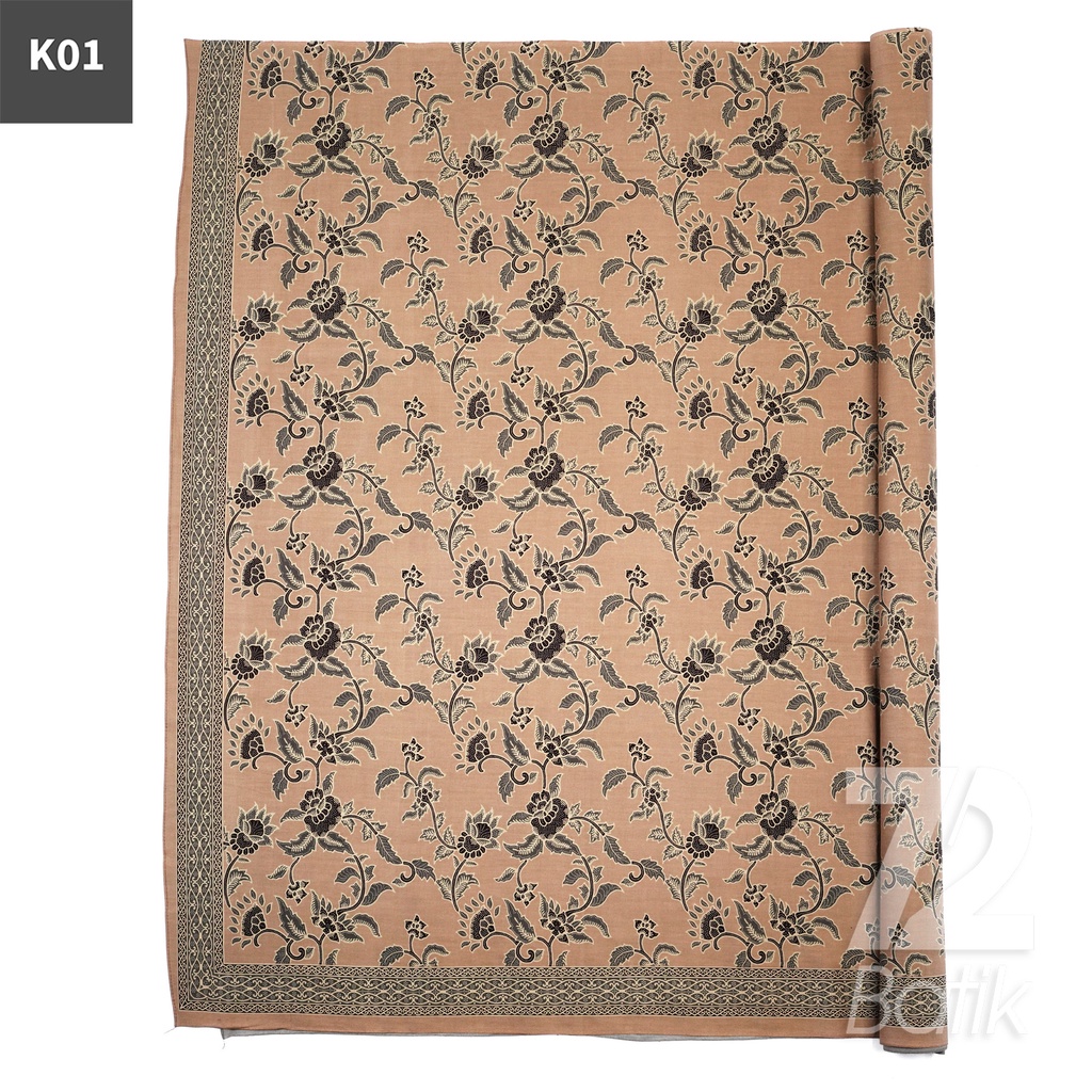 KAIN BATIK PREMIUM Katun Motif Kembang Tulip Warna Cream 723276 Cap 72 Jarik Jarit Samping Kebat Panjang Batik Katun Modern Premium Bahan Seragam Batik Pernikahan Kantor Keluarga Murah Kamen Jadi Batik Bali Lembaran