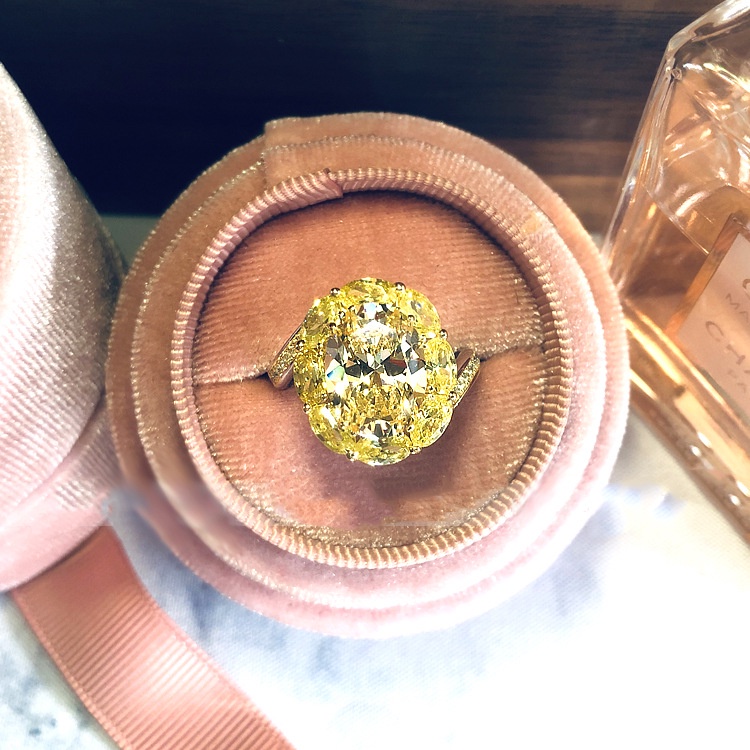 Goldkingdom Fashion Perhiasan Aksesoris Ready Stock Mewah Cadenza Bao Asche Berlian Kuning Cincin Yang Dapat Disesuaikan Kreatif Telur Angsa Berbentuk Karat Besar Pertunangan Cincin Untuk Wanita